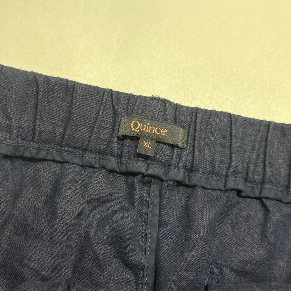Quince 100% European Linen Deep Navy Ankle Wide Leg Pants Women’s Sz XL